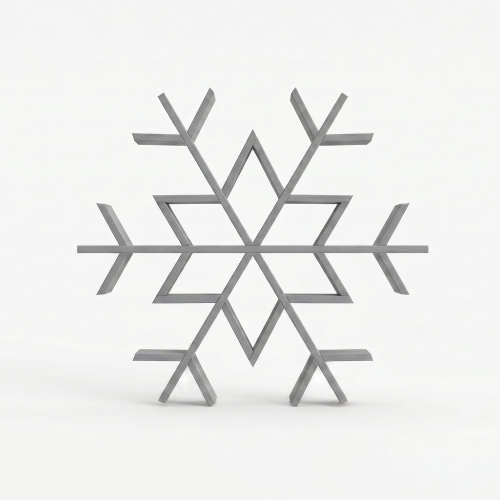 Gray snowflake design on a white background